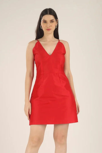 "RED AFFAIR" TAFFETA DRESS