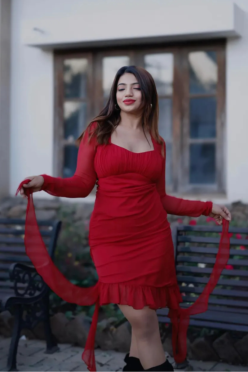 "FAIRY RED" RUFFLE DRESS