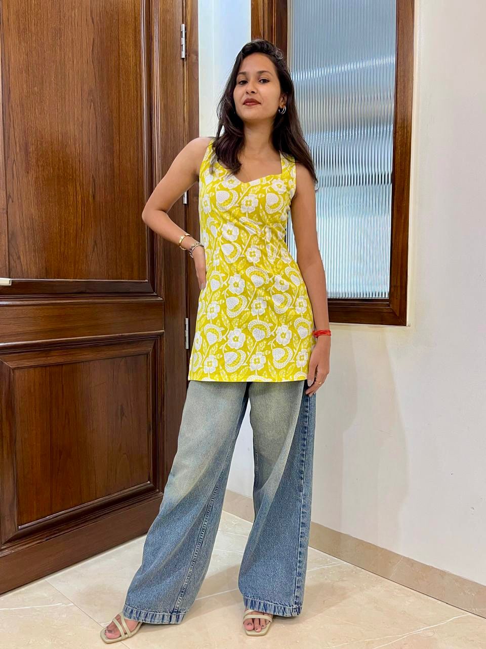 Yellow Backless Kurti
