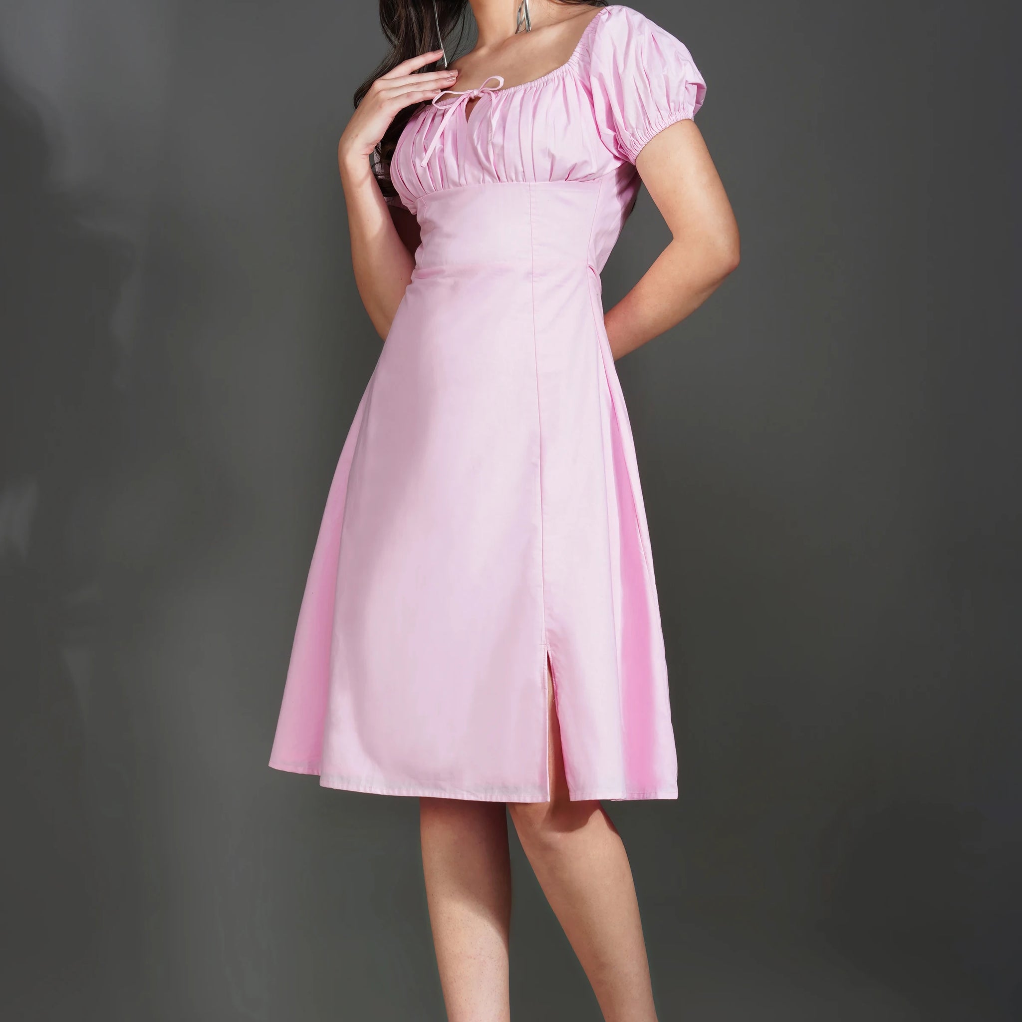 Blush rose tie up dress