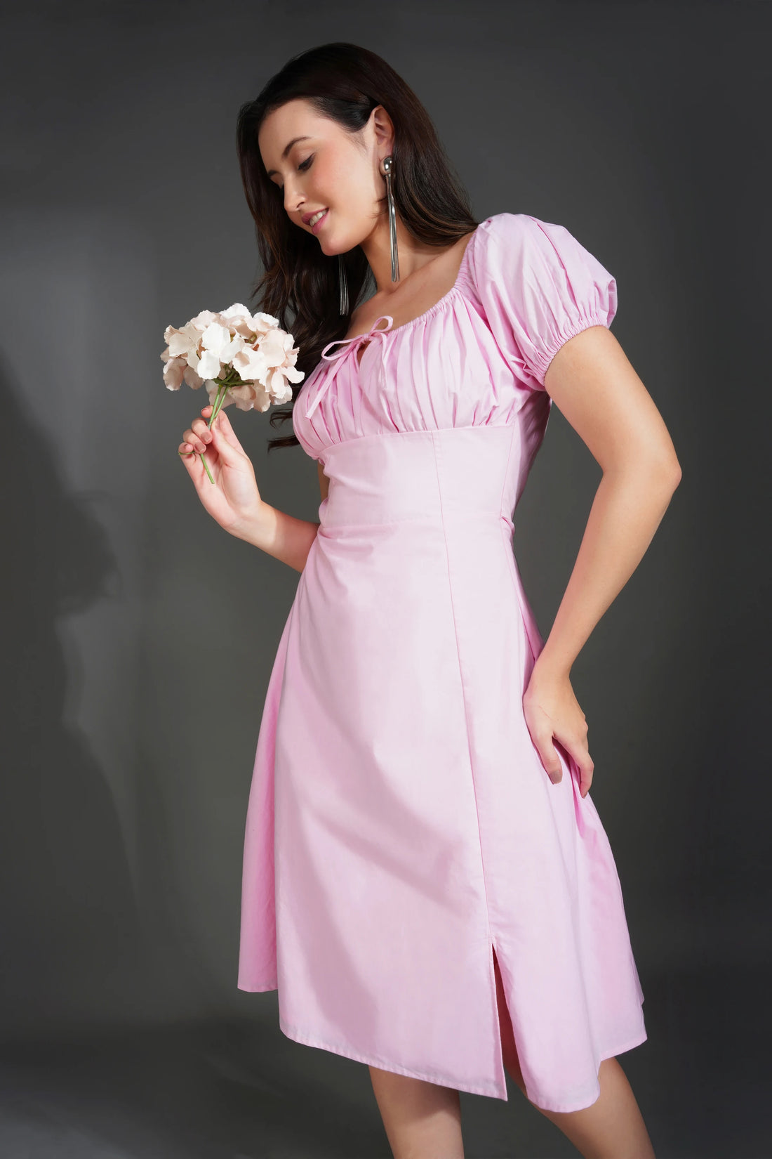 Blush rose tie up dress