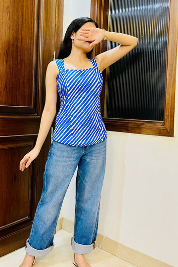 Blue Leheriya Top