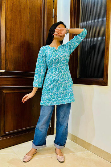 Sky Blue Full sleeves Kurti